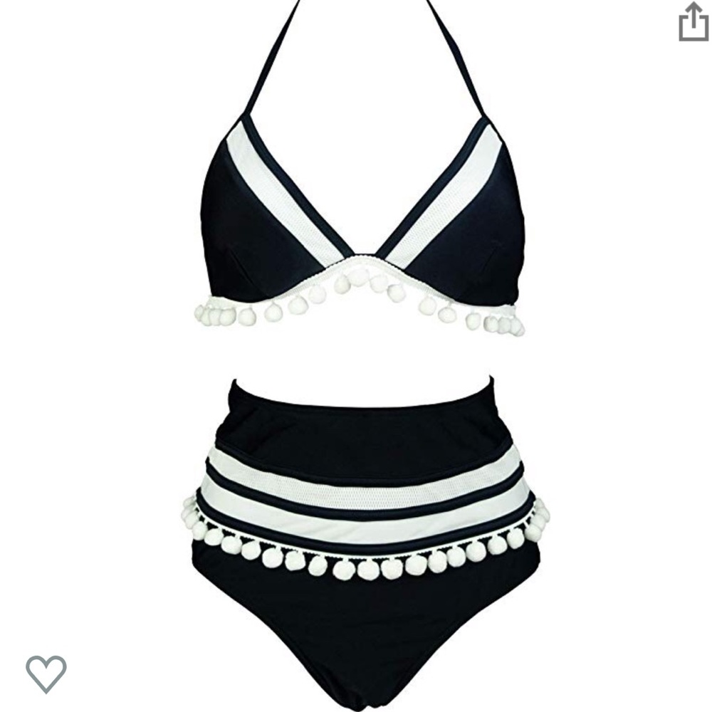 Black / White 2 Piece Swim Suit